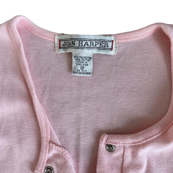 Vintage Baby Pink Slightly Ribbed Henley Tank - Picture 6 of 6